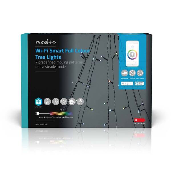 Vánoční osvětlení Nedis SmartLife LED, Wi-Fi, RGB, 180 LED, 10 x 2 m, Android / IOS 


