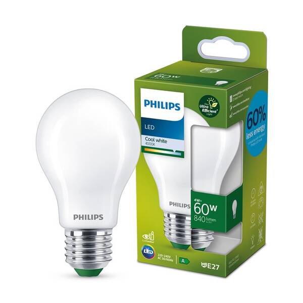Žárovka LED Philips 60W, A60, E27, neutrální bílá 

