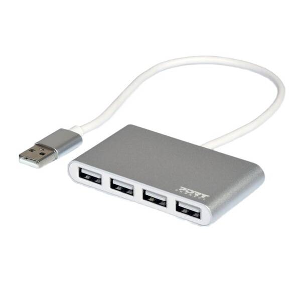 USB Hub PORT CONNECT USB-A, 4x USB 2.0 šedý

