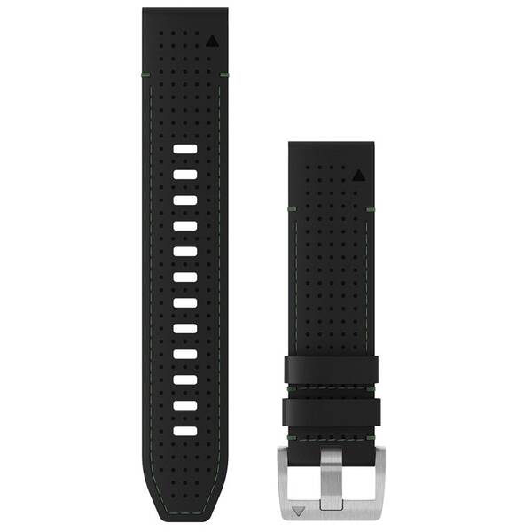 Řemínek Garmin QuickFit (22 mm), Leather/FKM hybrid strap černý/zelený

