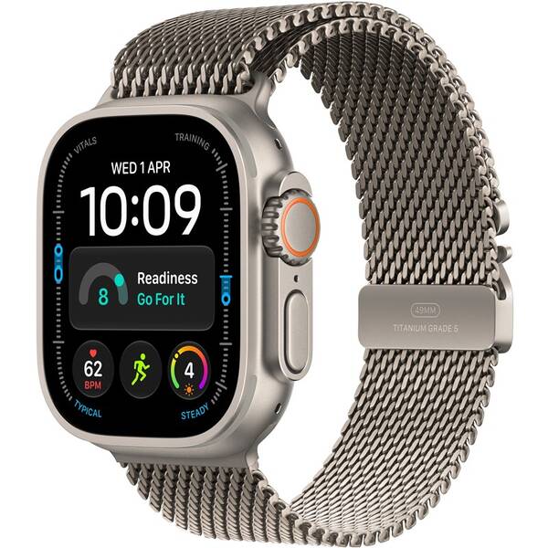 Chytré hodinky Apple GPS + Cellular 49 mm přírodní titan, přírodní titanový milánský tah - L 


