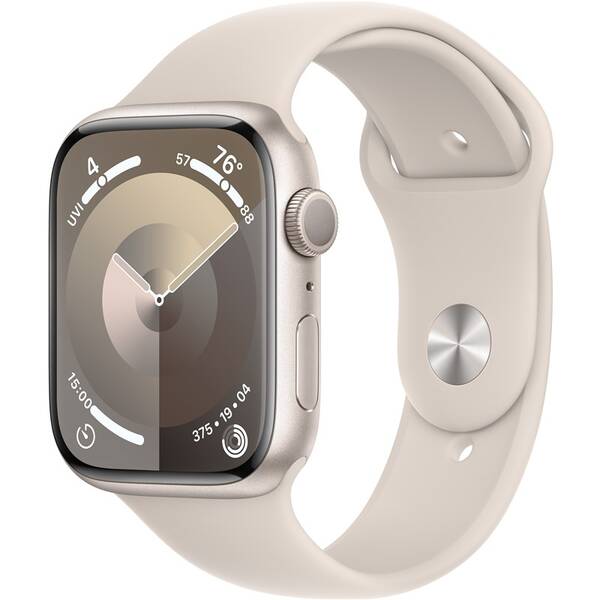 Chytré hodinky Apple GPS 45mm pouzdro z hvezdně bílého hliníku - hvězdně bílý sportovní řemínek - S/M 

