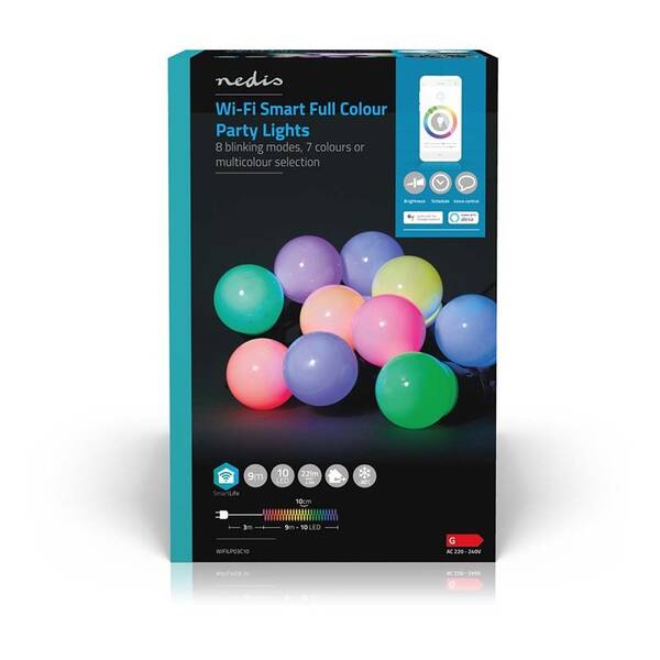 Party osvětlení Nedis SmartLife LED, Wi-Fi, RGB, 10 LED, 9 m, Android / IOS 

