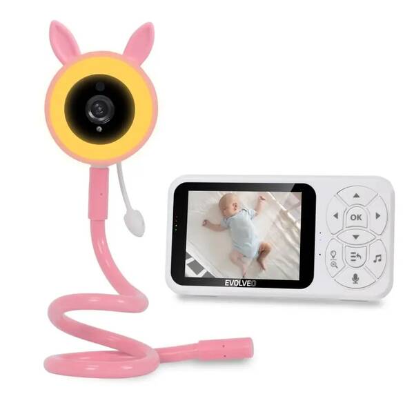 Dětská elektronická chůva Evolveo Baby Monitor N35 (CAM-35P) bílá/růžová

