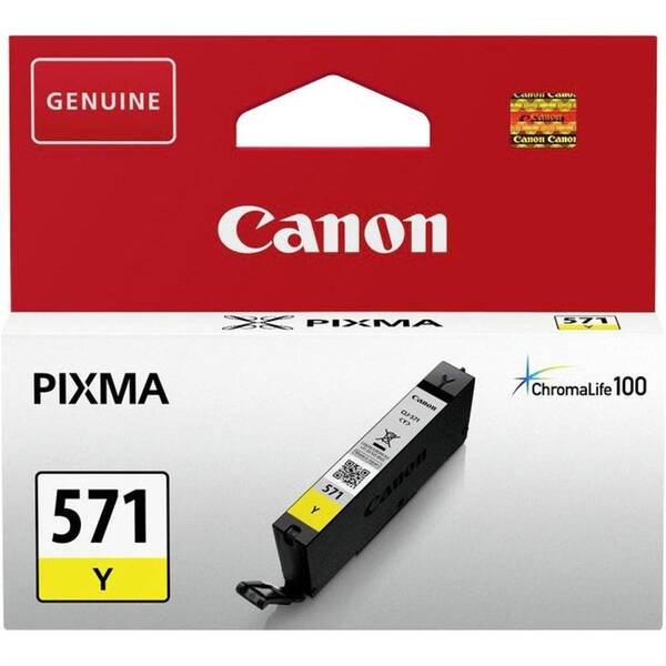Inkoustová náplň Canon CLI-571Y, 161 stran žlutá

