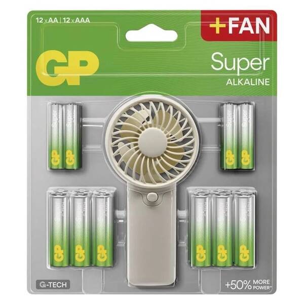 Baterie alkalická GP SUPER AA 12 + AAA 12 + Fan BL 

