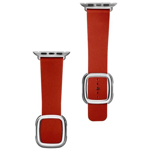 Řemínek COTECi Nobleman na Apple Watch 42/44/45/49 mm, kožený, magnetický červený

