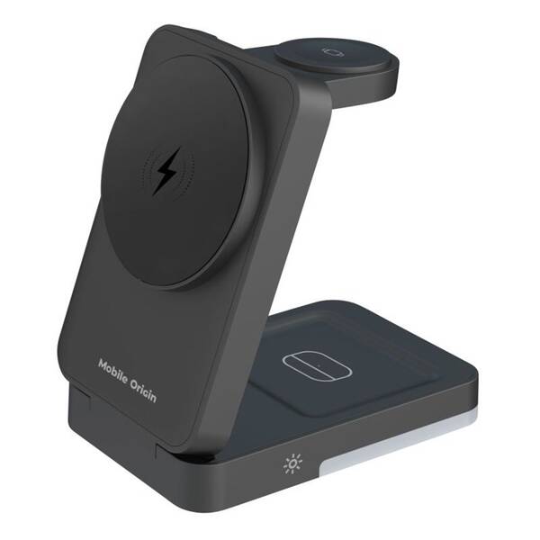 Bezdrátová nabíječka Mobile Origin 3in1 Foldable Charging Stand with light, PW28 černá

