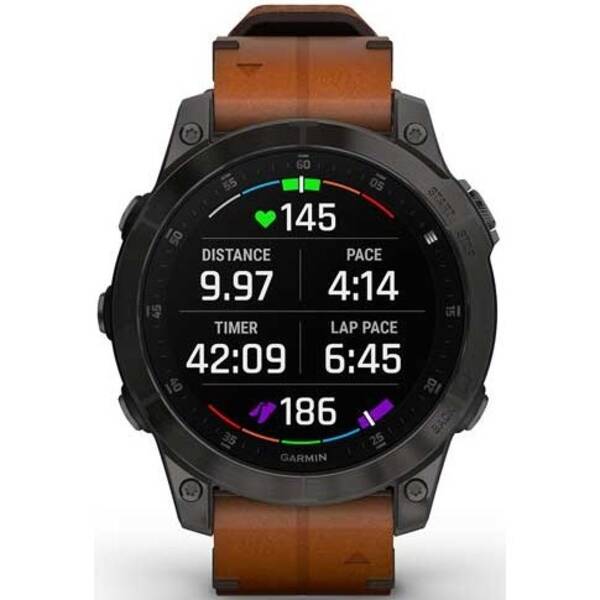 Chytré hodinky Garmin epix Sapphire Style - Titan Black/Brown Leather Band 

