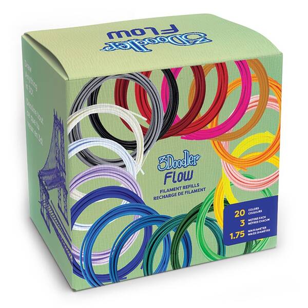 Náplň 3Doodler FLOW Box Premium 20 PLA barev pro 3D pera - univerzál 

