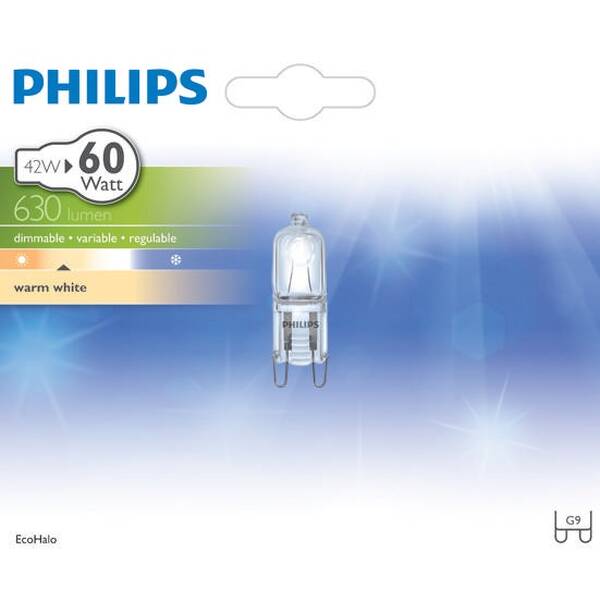 Žárovka halogenová Philips klasik, 42W, G9, teplá bílá 

