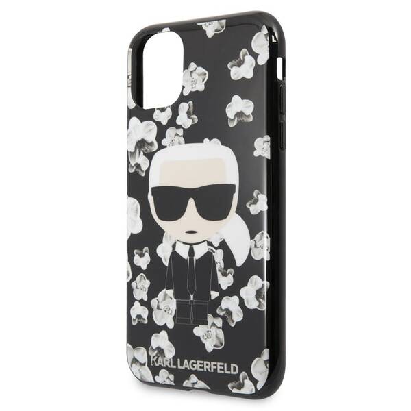 Kryt na mobil Karl Lagerfeld Flower na Apple iPhone 11 černý

