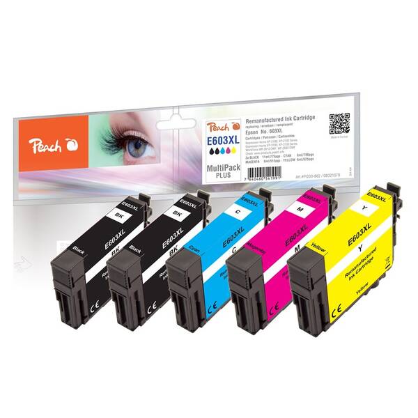 Inkoustová náplň Peach Epson 603XL, T03A1, T03A6, MultiPac Plus, 2x 11, 3x 6  ml vícebarevná

