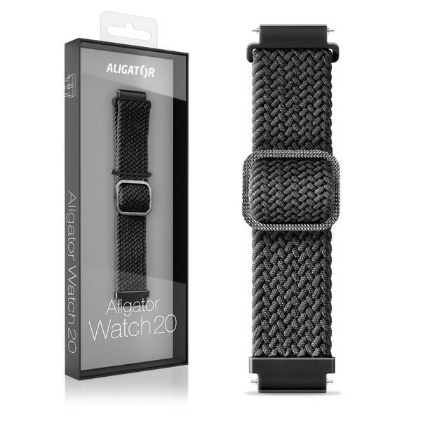 Řemínek Aligator 20AW0006, textilní 20mm černý

