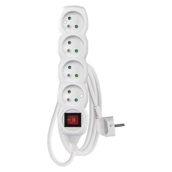 Kabel prodlužovací EMOS 4x zásuvka, vypínač, 2m bílý

