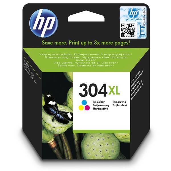 Inkoustová náplň HP 304XL, 300 stran vícebarevná

