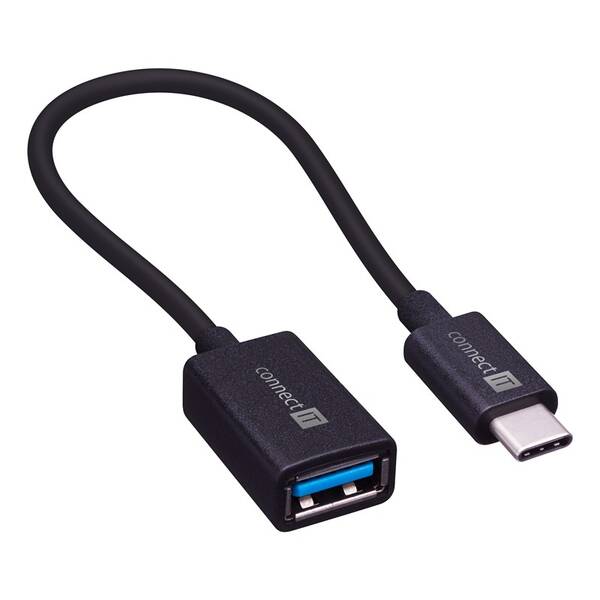 Kabel Connect IT USB-A - USB-C, OTG, 15 cm černý

