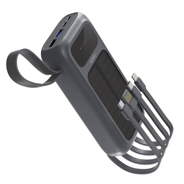 Powerbanka Spello by Epico ForcePack 5in1 20000mAh solární, s integrovanými kabely SP25 šedá


