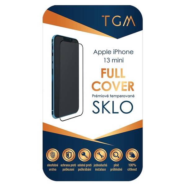 Tvrzené sklo TGM Full Cover na Apple iPhone 13 mini černé


