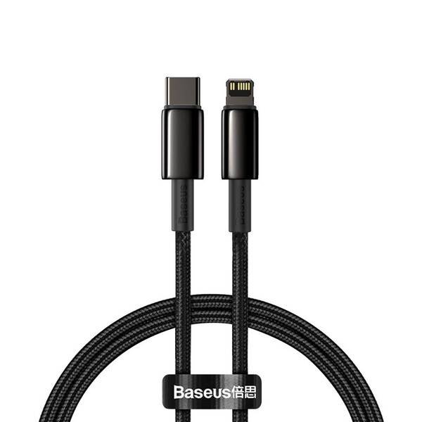Kabel Baseus Tungsten Gold USB-C/Lightning PD 20W 1m černý

