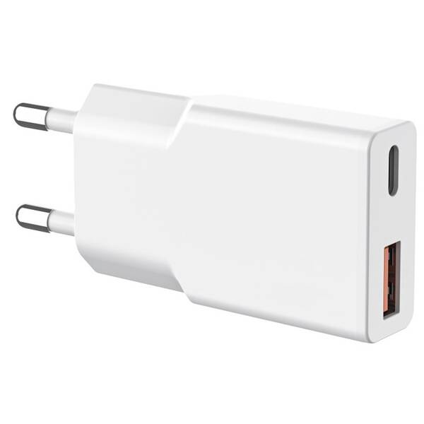 Nabíječka do sítě WG Ultra Slim GaN 1xUSB-C/1xUSB-A bílá

