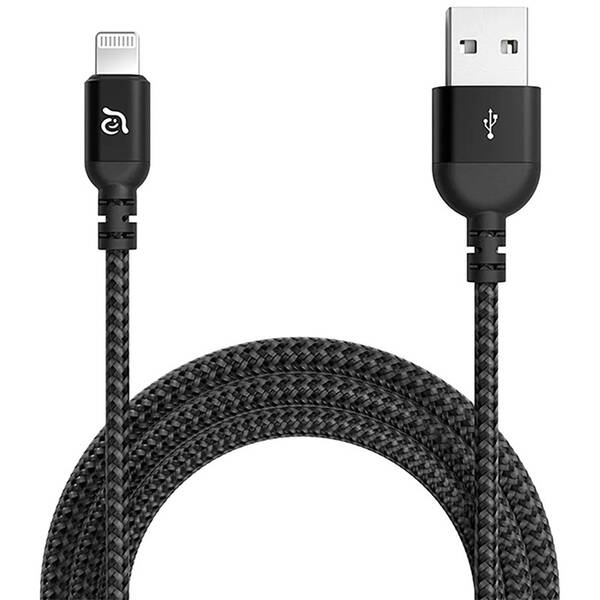 Kabel ADAM Elements AE PeAk III 200B USB-A/MFi Lightning, 1,2 m černý

