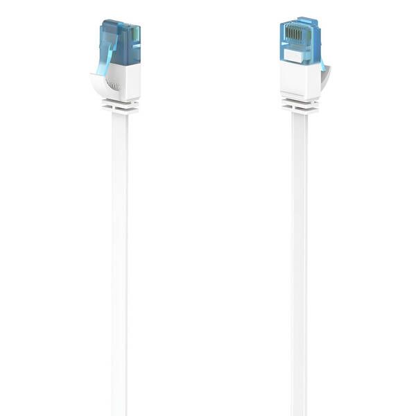 Kabel Hama síťový (RJ45), Cat6, 5m, plochý bílý

