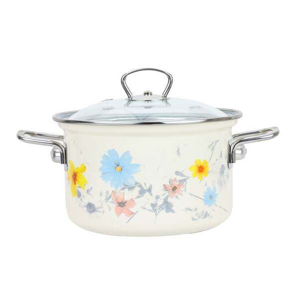 Hrnec s poklicí Belis 24 cm, 6,1 l, smalt krémový

