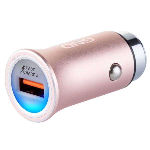 Adaptér do auta GND 1x USB 3A, Fast charge růžový

