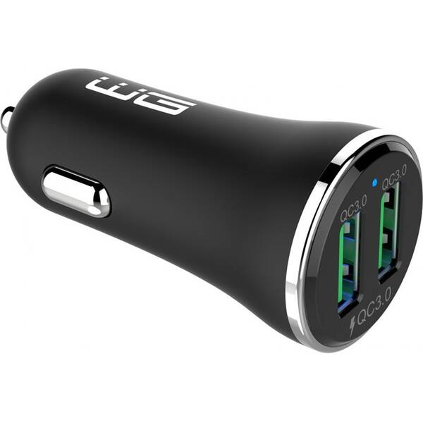 Adaptér do auta WG 2x USB, QC 3.0, 36 W černý

