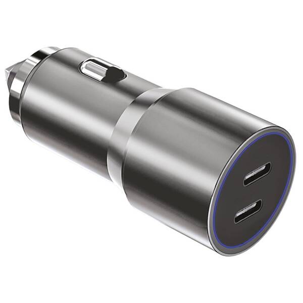 Adaptér do auta WG 2x USB-C PD 60W stříbrný

