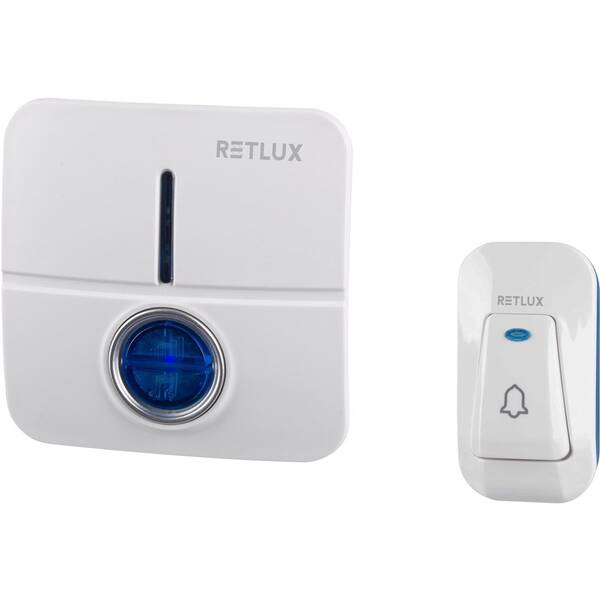 Zvonek bezdrátový RETLUX RDB 105, do sítě 230V + bateriové tlačítko bílý

