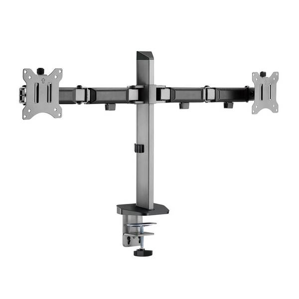 Držák White Shark AMENHOTEP II, pro 2 monitory, polohovatelný, pro úhlopříčky 17" - 32", max. nosnost 18 kg šedý

