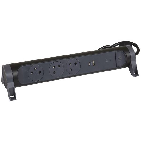 Přepěťová ochrana Legrand 3x zásuvka, USB, USB-C, 1,5m černá

