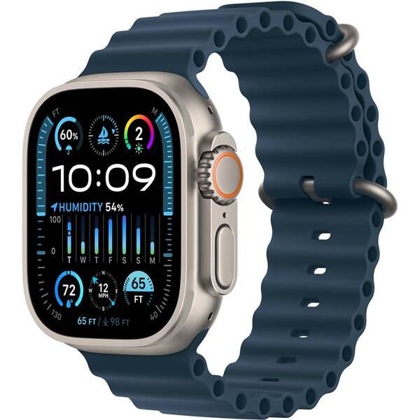 Chytré hodinky Apple GPS + Cellular, 49mm pouzdro z titanu - modrý oceánský řemínek 


