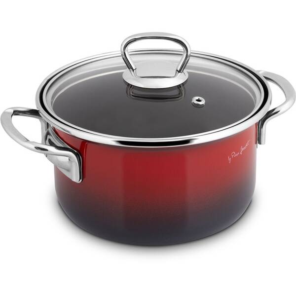 Kastrol s poklicí Lamart LT1180 černý/červený


