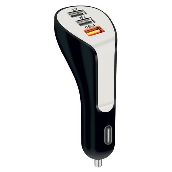 Adaptér do auta WG 3x USB, QC 3.0, 7.0A černý/bílý

