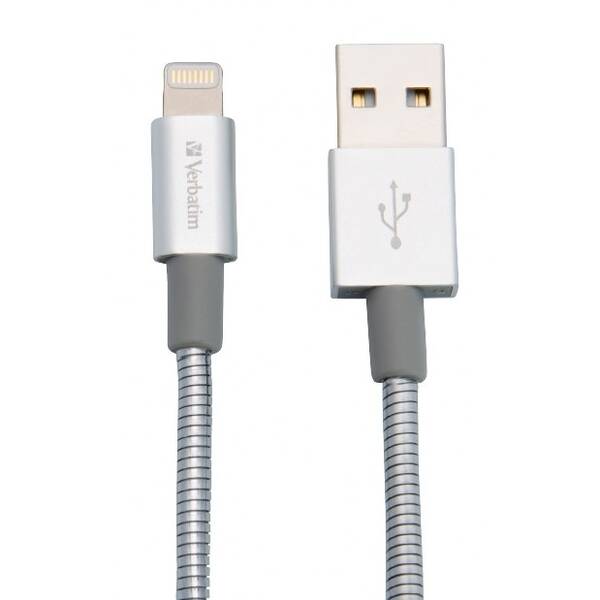 Kabel Verbatim Sync & Charge USB/Lightning, 30cm, MFi, nerezová ocel stříbrný

