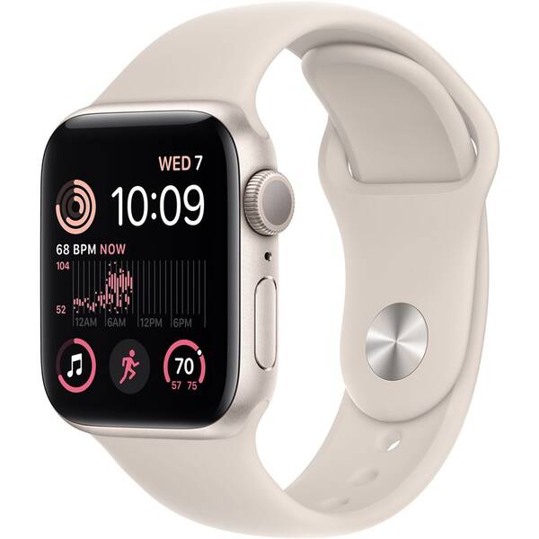 Chytré hodinky Apple Watch SE 2022 GPS 40mm pouzdro z hvězdně bílého hliníku - hvězdně bílý sportovní řemínek 

