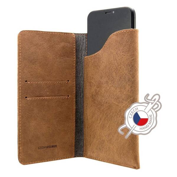 Pouzdro na mobil flipové FIXED Pocket Book na Apple iPhone X/Xs hnědé

