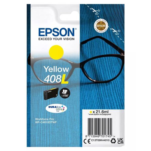 Inkoustová náplň Epson 408L DURABrite Ultra, 1700 stran žlutá

