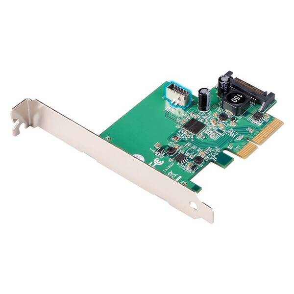 Adaptér AKASA 10Gbps USB 3.2 Gen 2 Internal 20-pin to PCIe zelený/ocel

