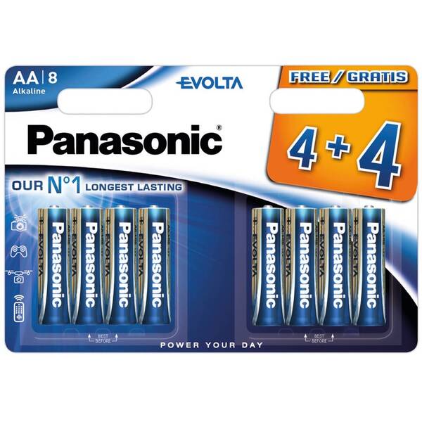 Baterie alkalická Panasonic Evolta AA, LR06, blistr 4+4ks 

