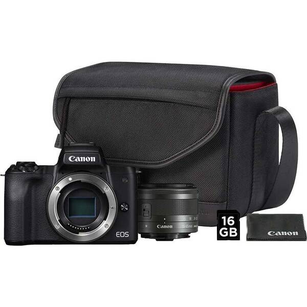 Digitální fotoaparát Canon M50 + M 15-45 IS STM + SB130 + 16 GB karta černý

