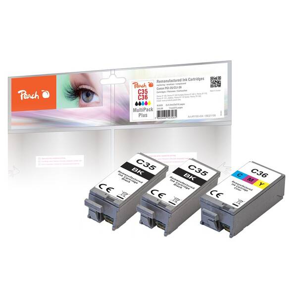 Inkoustová náplň Peach Canon PGI35/CLI36 MultiPac Plus, 2x210, 1x275 stran vícebarevná

