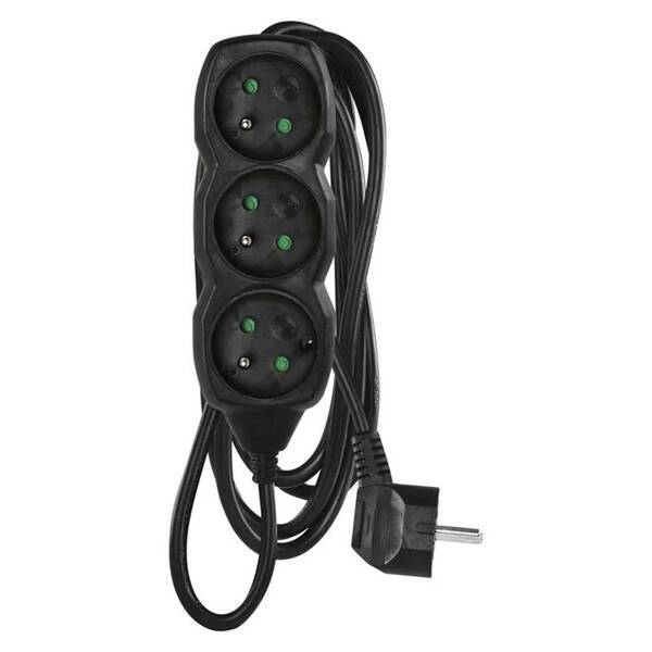 Kabel prodlužovací EMOS 3x zásuvka, 3m černý

