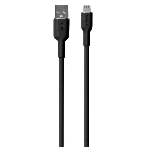 Kabel Puro Soft Lightning/USB-A 12 W, 1,5 m černý

