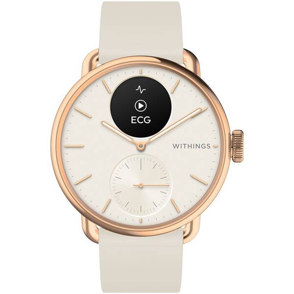 Chytré hodinky Withings ScanWatch 2 42 mm se silikonovým řemínkem + kovový řemínek rose gold

