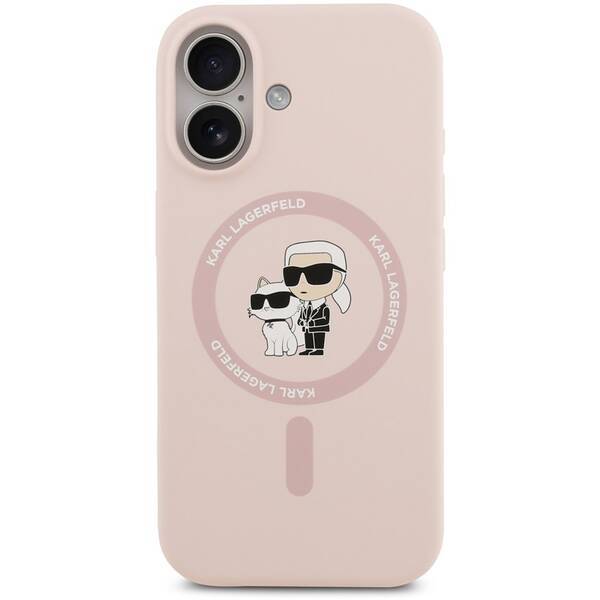 Kryt na mobil Karl Lagerfeld Liquid Silicone Karl and Choupette MagSafe na Apple iPhone 17 růžový

