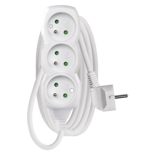 Kabel prodlužovací EMOS 3x zásuvka, 2m bílý

